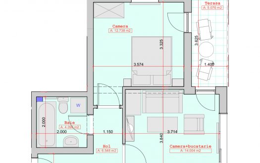 Apartamente de vanzare Sibiu – 2 camere 37,3mp + terasă 5mp – Central – Piata Cluj
