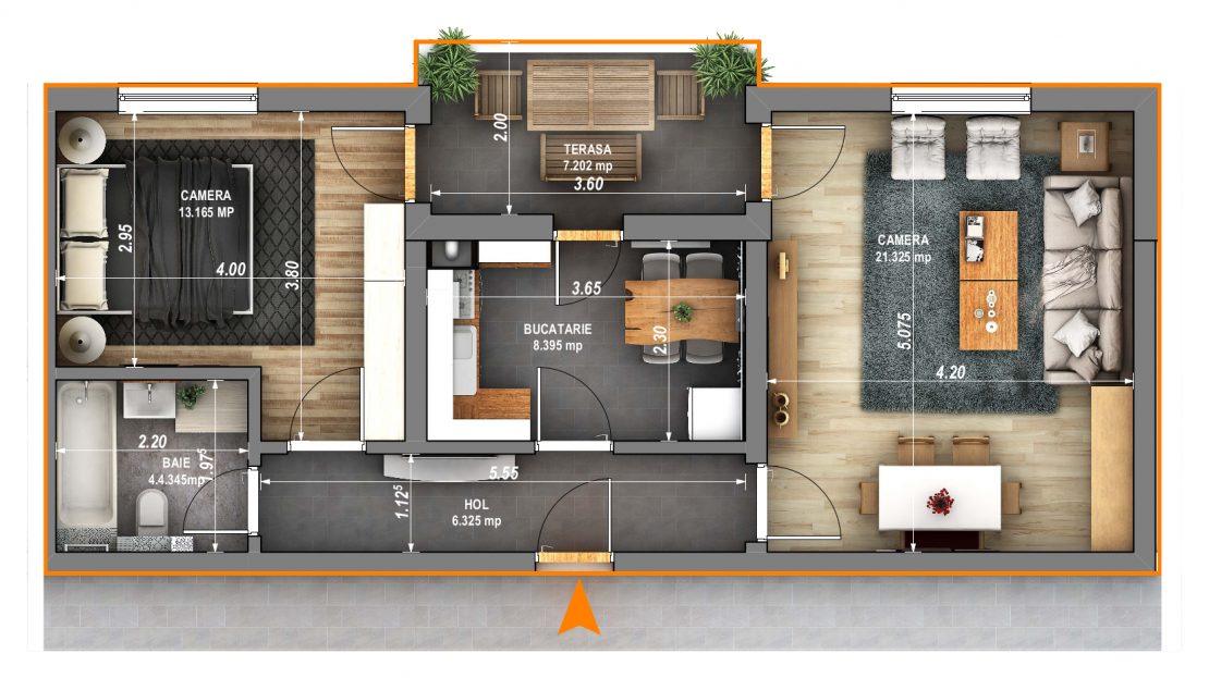 Apartamente decomandate 53,6 mp + terasa 7,2 mp – Cartier Alma – Turnisor