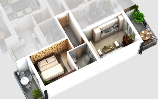 Apartamente hibrid 39,8 mp + terase 13,5 mp – Central – Piata Cluj