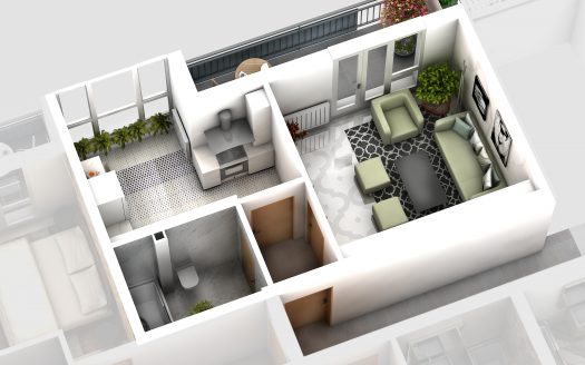 Garsoniere de lux 33,1 mp + terasa 7,9 mp – Central – Piata Cluj