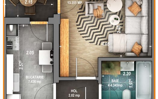 Garsoniere in Sibiu 27,1 mp + terasa 4,3 mp – Cartier Alma – Turnisor